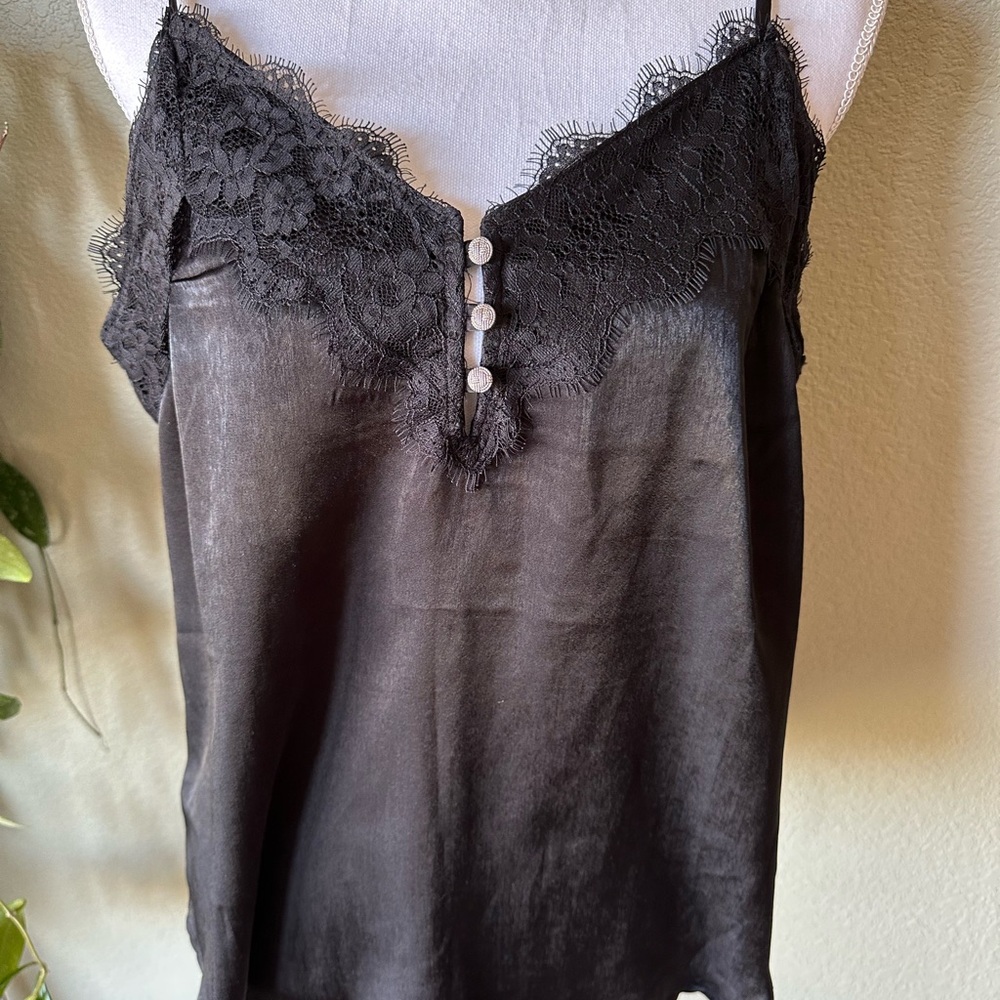 Black Lace Trim Tank - NWT